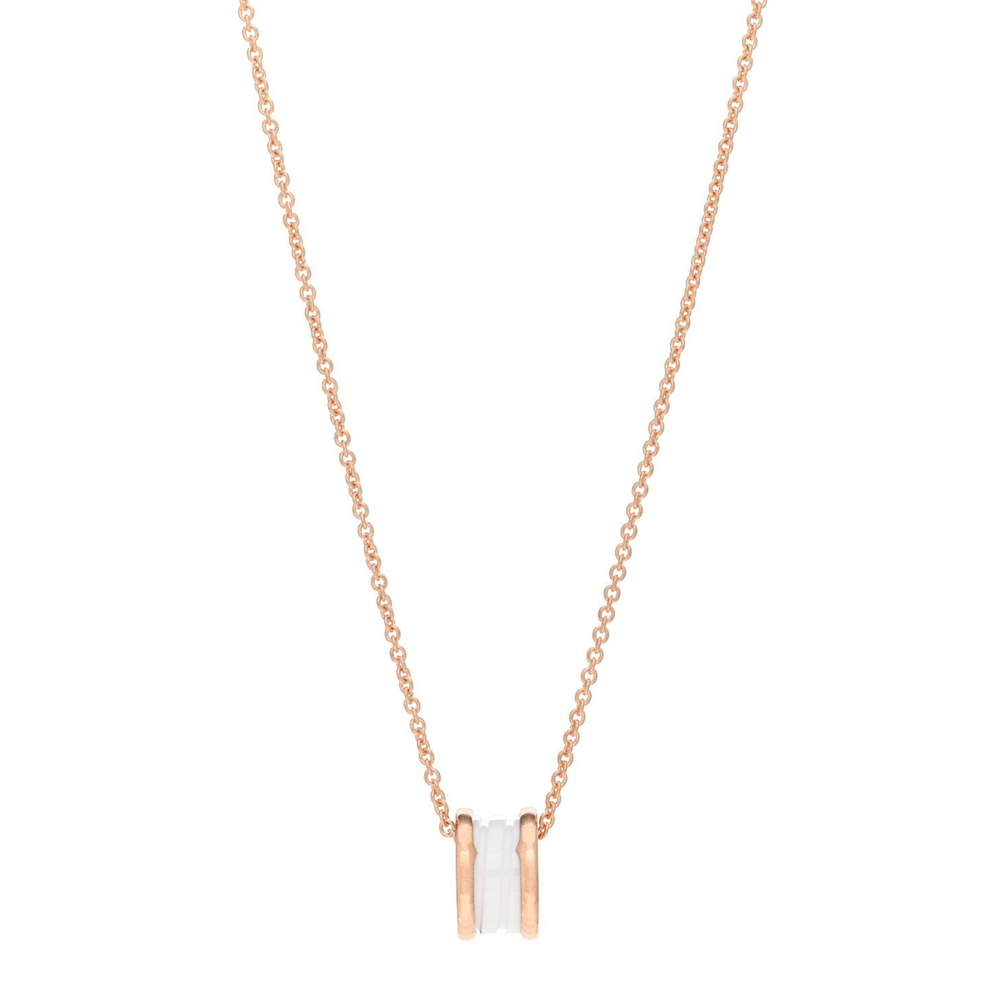18K Rose Gold White Ceramic B.Zero1 Pendant Necklace