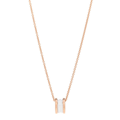 Bulgari 18K Rose Gold White Ceramic B.Zero1 Pendant Necklace 1 of 3