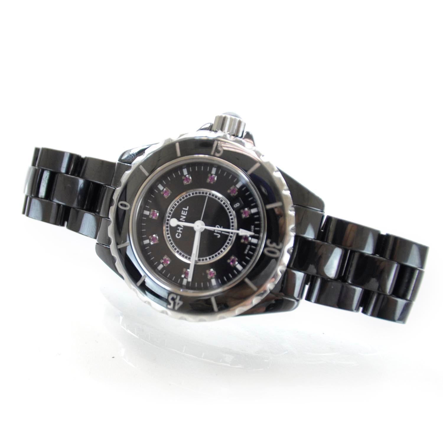 Chanel Stainless Steel Ceramic Ruby 33mm J12 Quartz Watch Black 1 of 8
