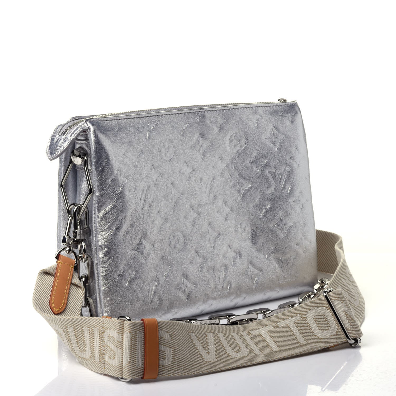 Louis Vuitton Metallic Lambskin Embossed Monogram Coussin PM Silver 2 of 4