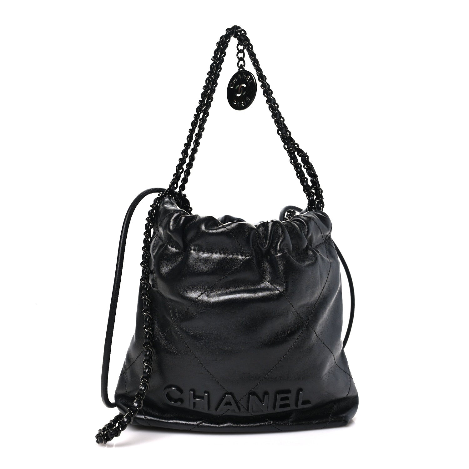 CHANEL シャネル №22 Chanel Shiny Calfskin Quilted Mini Chanel 22 So Black 1925668