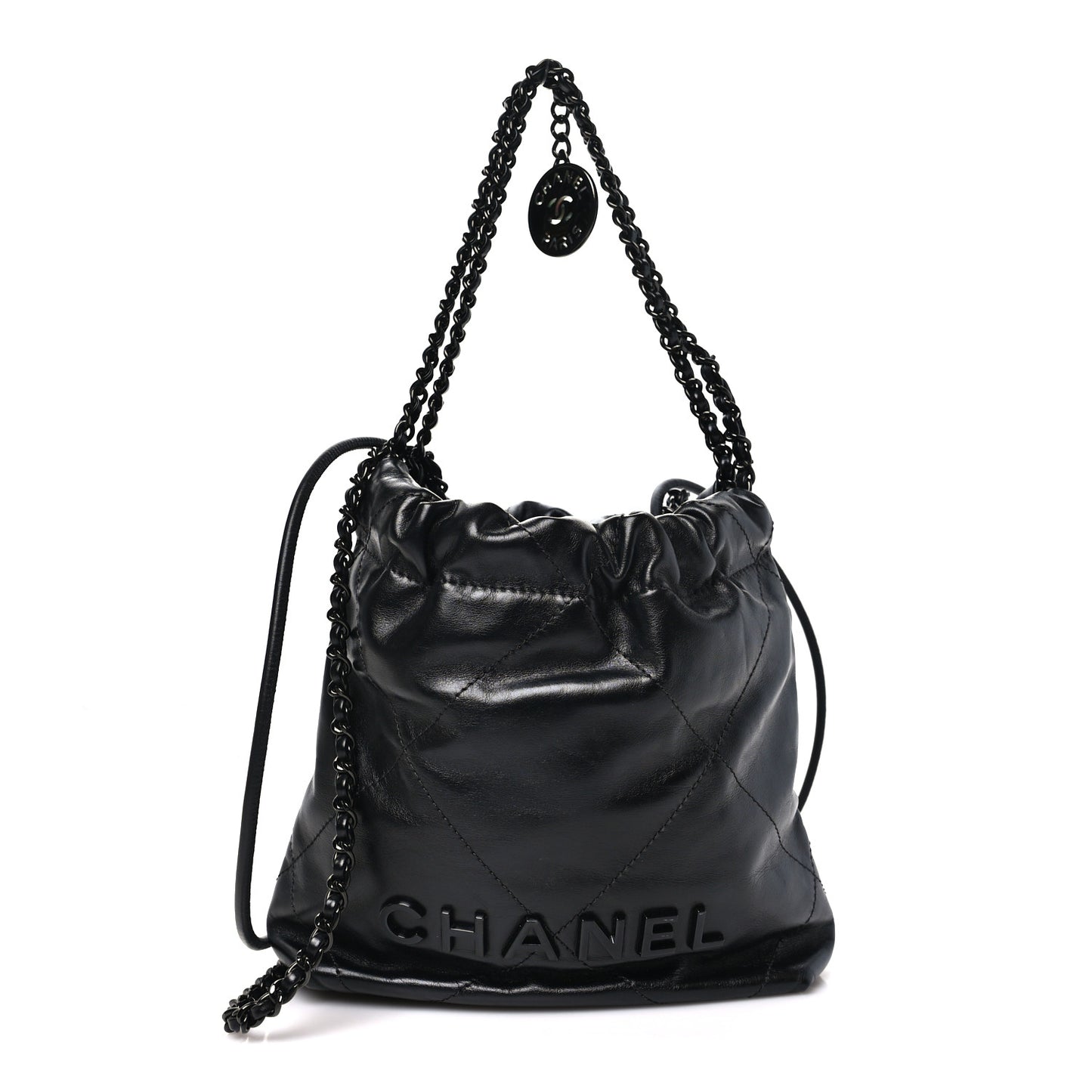 Shiny Calfskin Quilted Mini Chanel 22 So Black