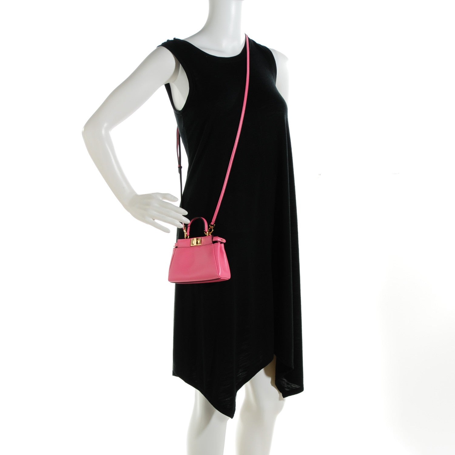 Fendi Shiny Nappa Micro Peekaboo Iconic Satchel Rosa Fluo 2 of 8