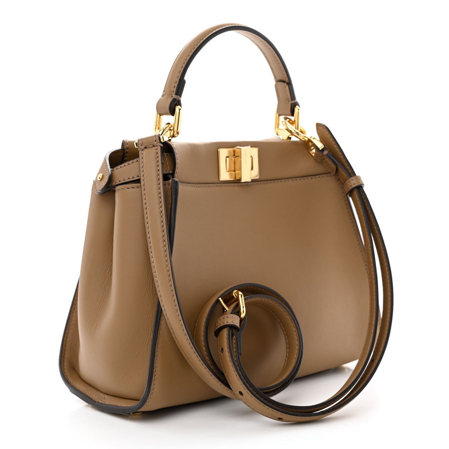 Vitello Seta Fabric Jacquard FF 1974 Mini Peekaboo Iconic Satchel Sand Tabacco Moro