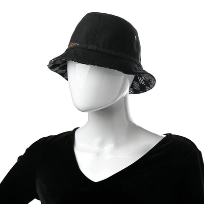 Louis Vuitton Cotton Damier Distorted Reversible Bucket Hat Black 2 of 9
