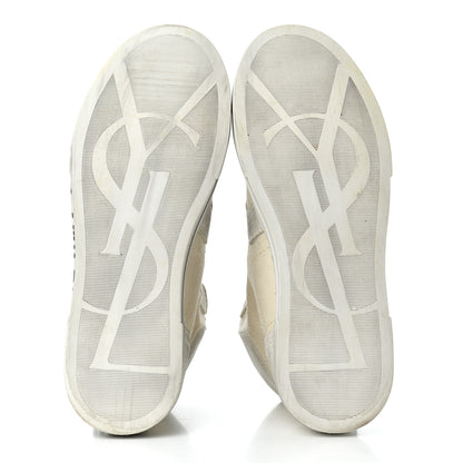 Saint Laurent Distressed Canvas Smoking Forever High Top Sneakers 40.5 Milk Panna 5 of 13