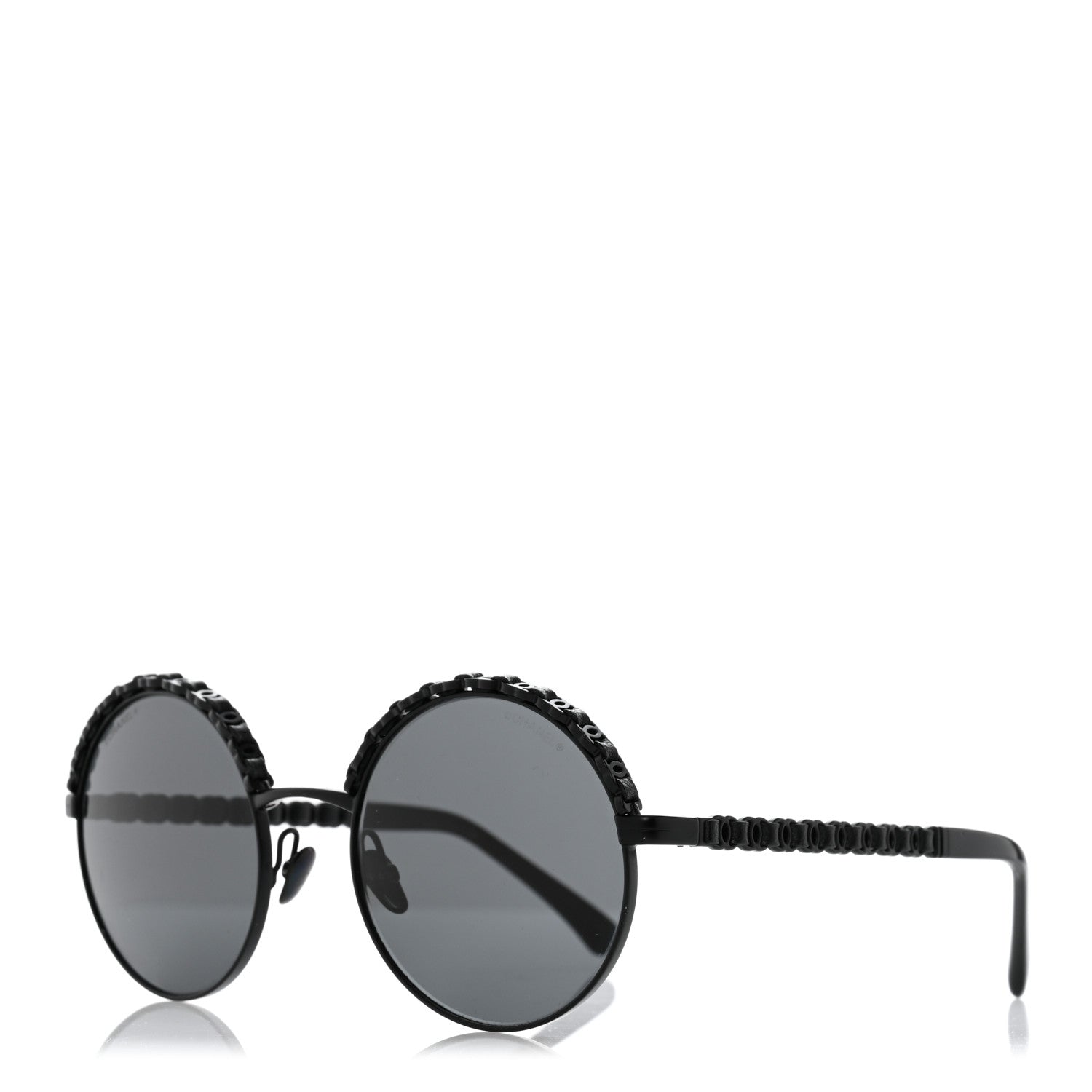 Chanel Metal Calfskin Round Chain Sunglasses 4265-Q Black 1 of 10