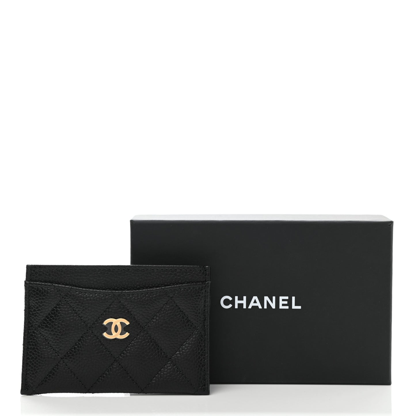 Caviar Quilted Card Holder Black