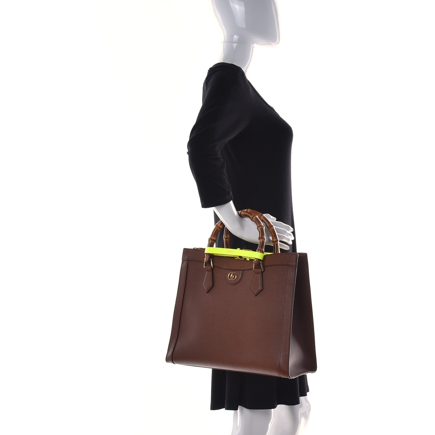 Gucci Wonka Grain Calfskin Medium Diana Tote Bag Cuir Yellow Fluo 3 of 12