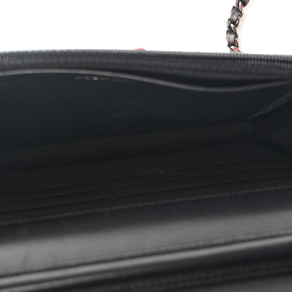 Chanel Snakeskin Wallet On Chain WOC Black Red 5 of 13