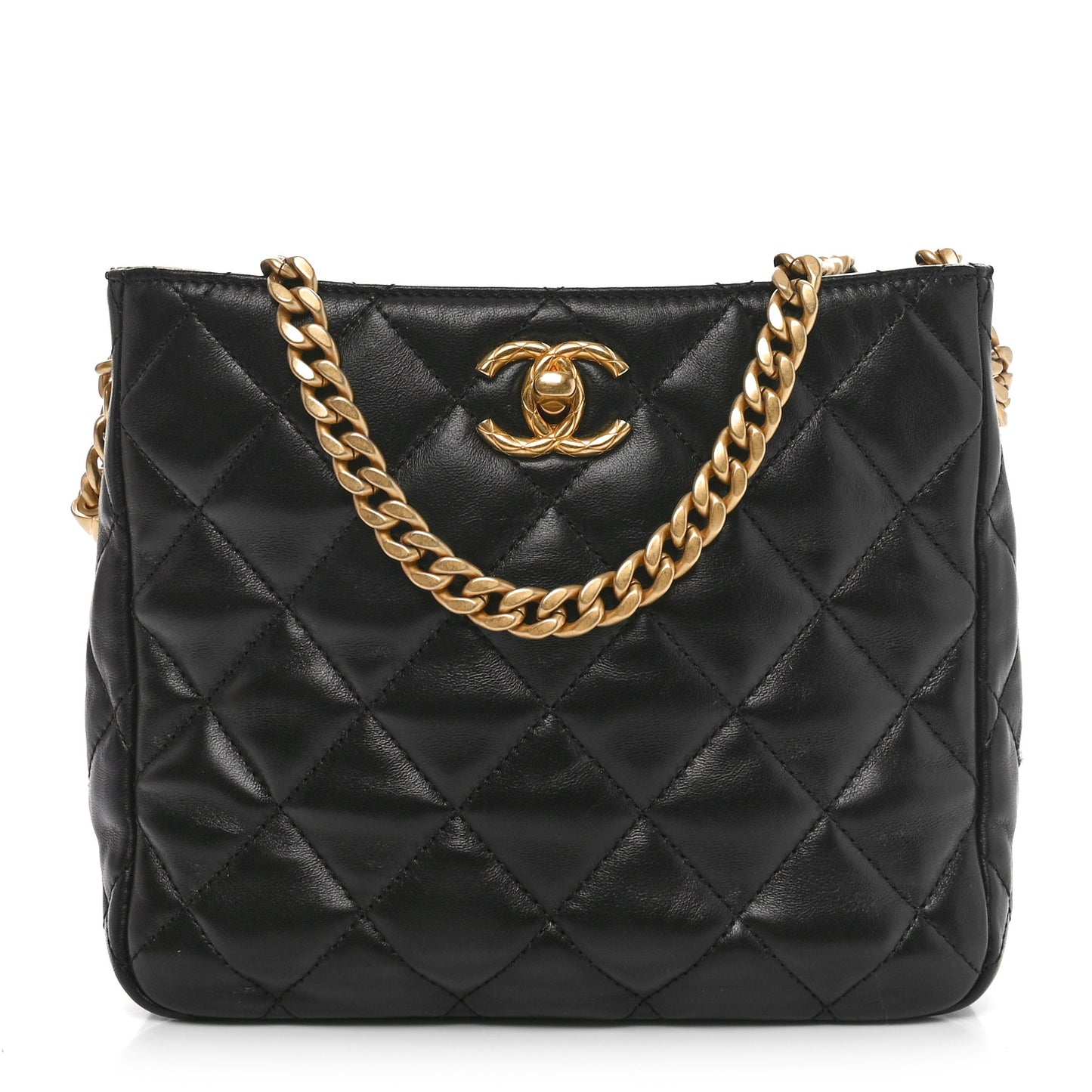 Lambskin Quilted Pillow Crush Hobo Black