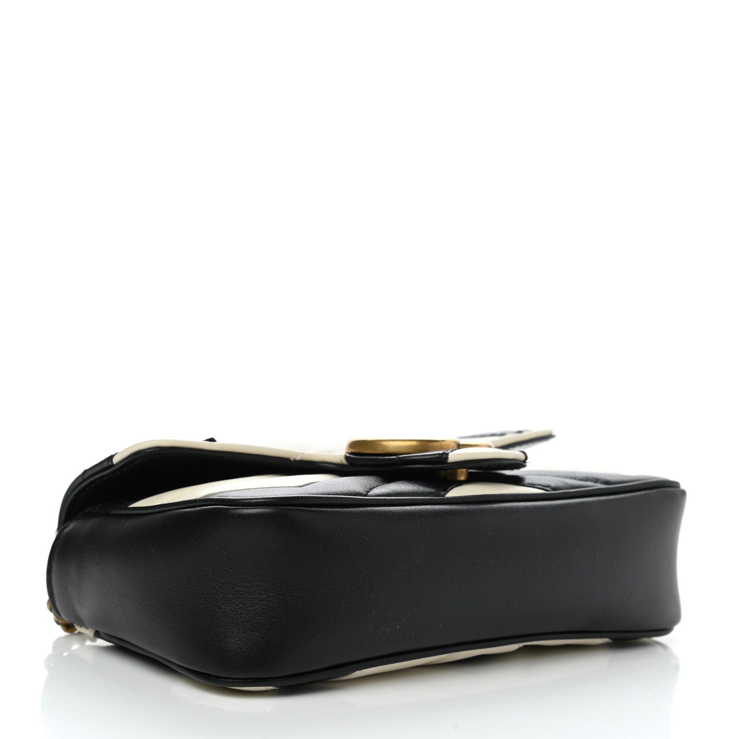 Gucci Calfskin Matelasse Super Mini GG Marmont Shoulder Bag Black White 3 of 10