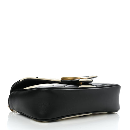 Gucci Calfskin Matelasse Super Mini GG Marmont Shoulder Bag Black White 3 of 10