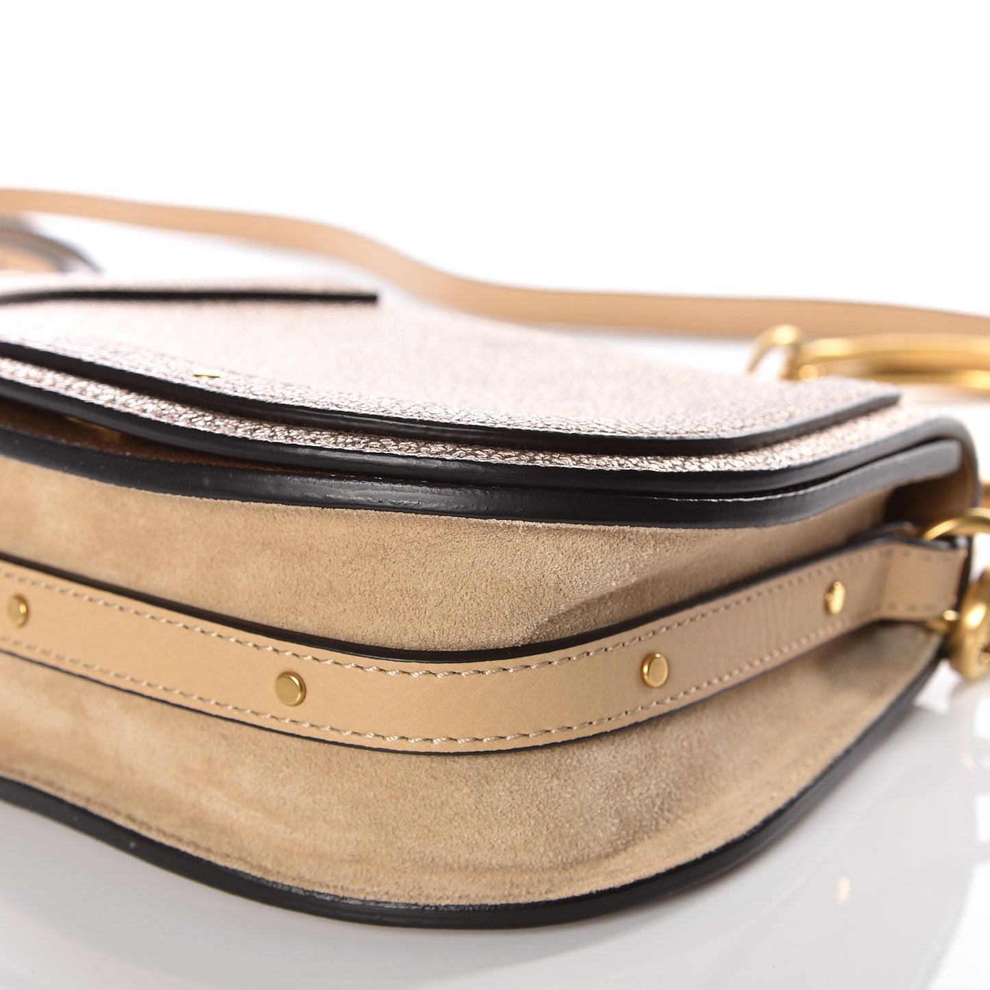 Metallic Calfskin Small Nile Bracelet Bag Gold