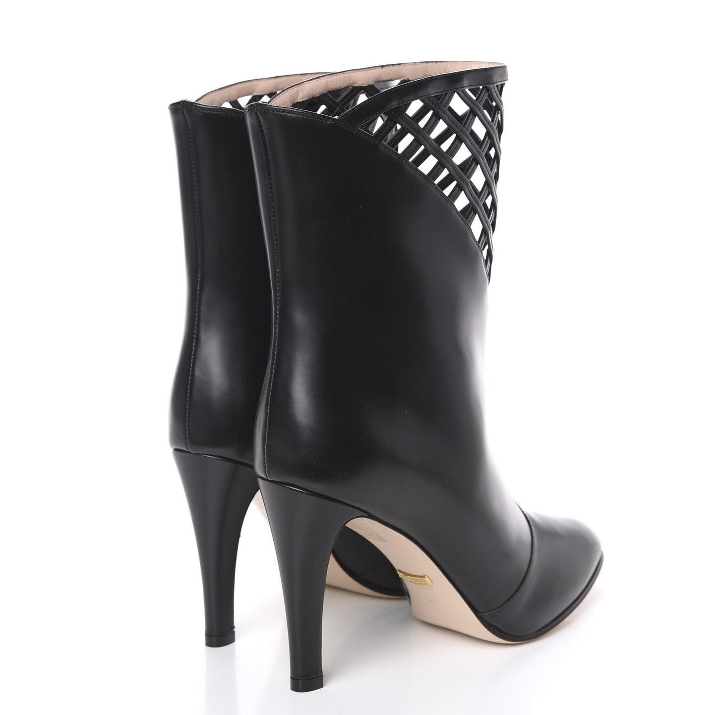 Plume Calfskin Damir Lattice Cutout Boots 39.5 Black
