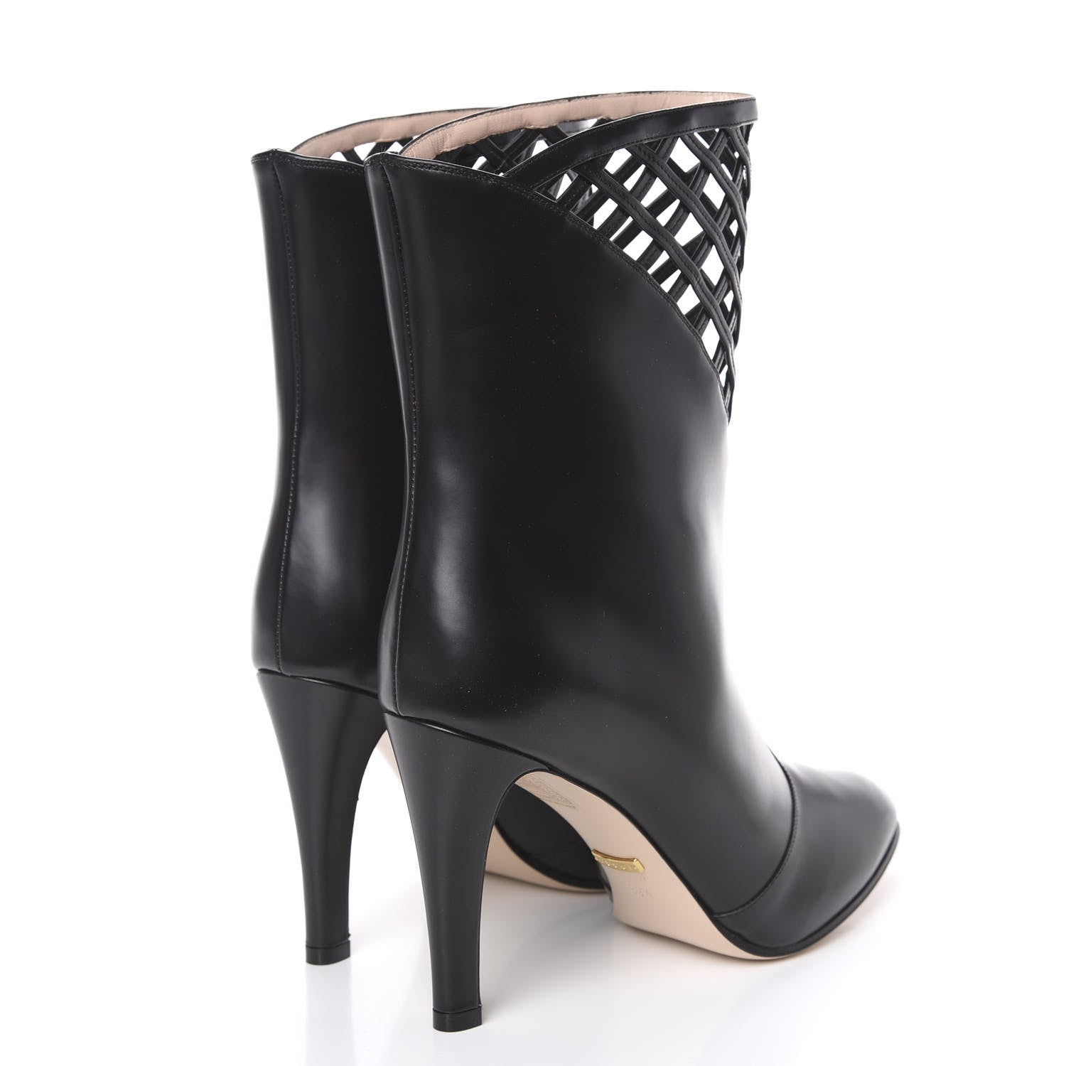 Gucci Plume Calfskin Damir Lattice Cutout Boots 39.5 Black 4 of 9
