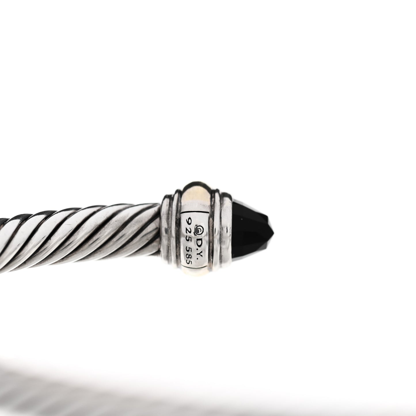 Sterling Silver 14K Yellow Gold Black Onyx 5mm Cable Classics Bracelet