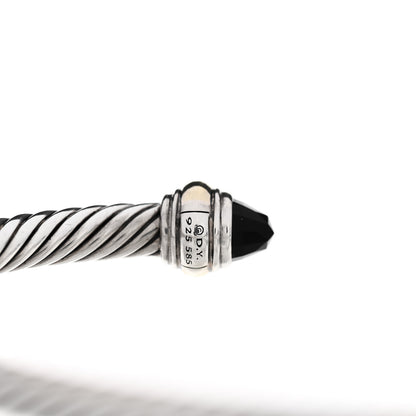 David Yurman Sterling Silver 14K Yellow Gold Black Onyx 5mm Cable Classics Bracelet 3 of 4