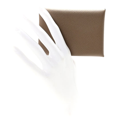 Hermes Epsom Calvi Duo Card Case Etoupe 2 of 7