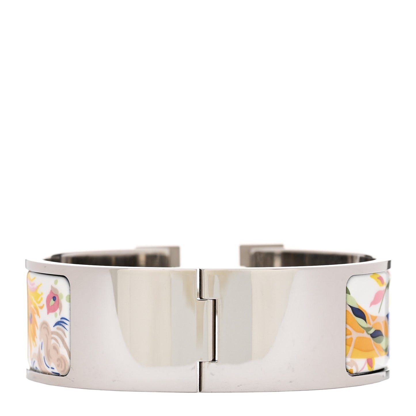Enamel Printed Wide Clic Clac H Emile Et Une Nuit Bracelet PM White