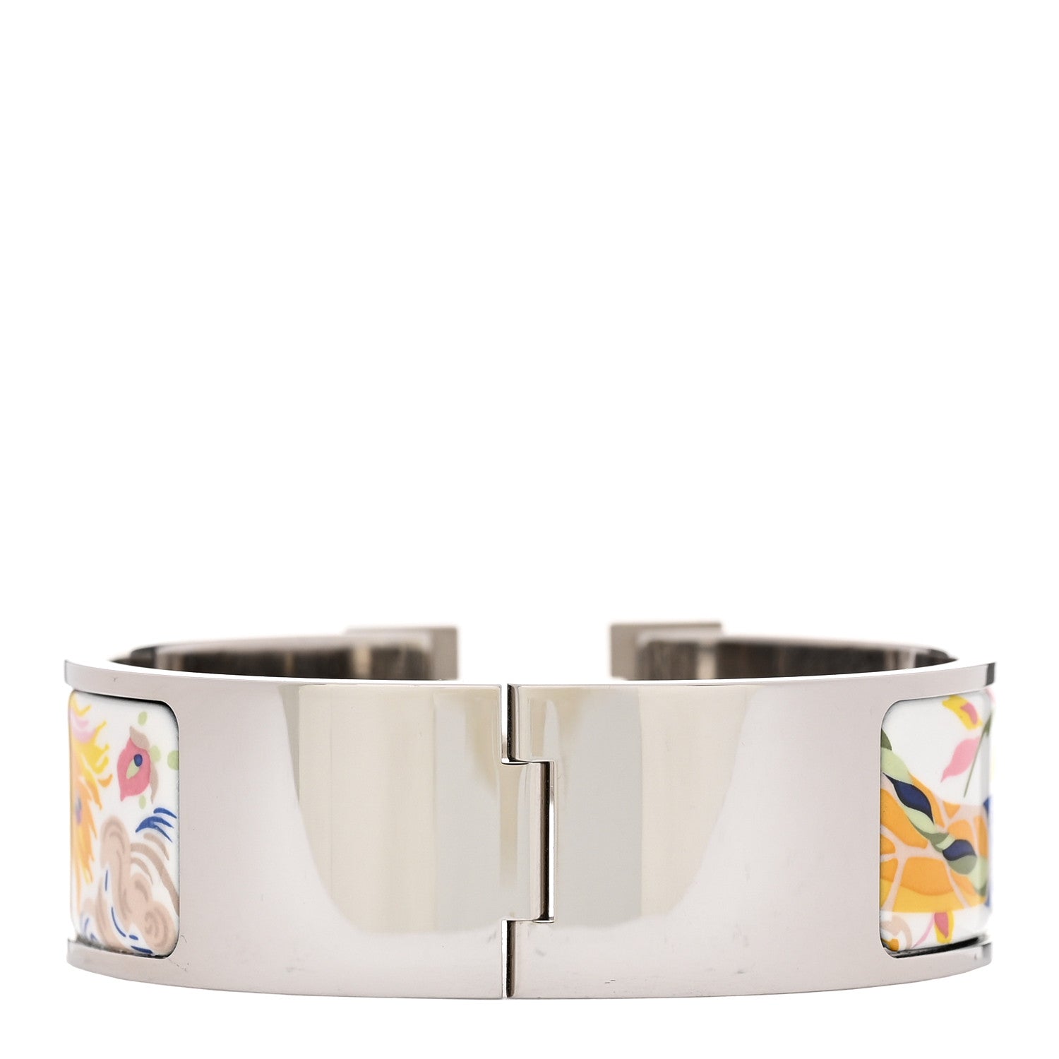 Hermes Enamel Printed Wide Clic Clac H Emile Et Une Nuit Bracelet PM White 2 of 4