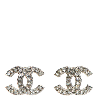 Chanel Crystal Timeless CC Earrings Silver 1 of 6