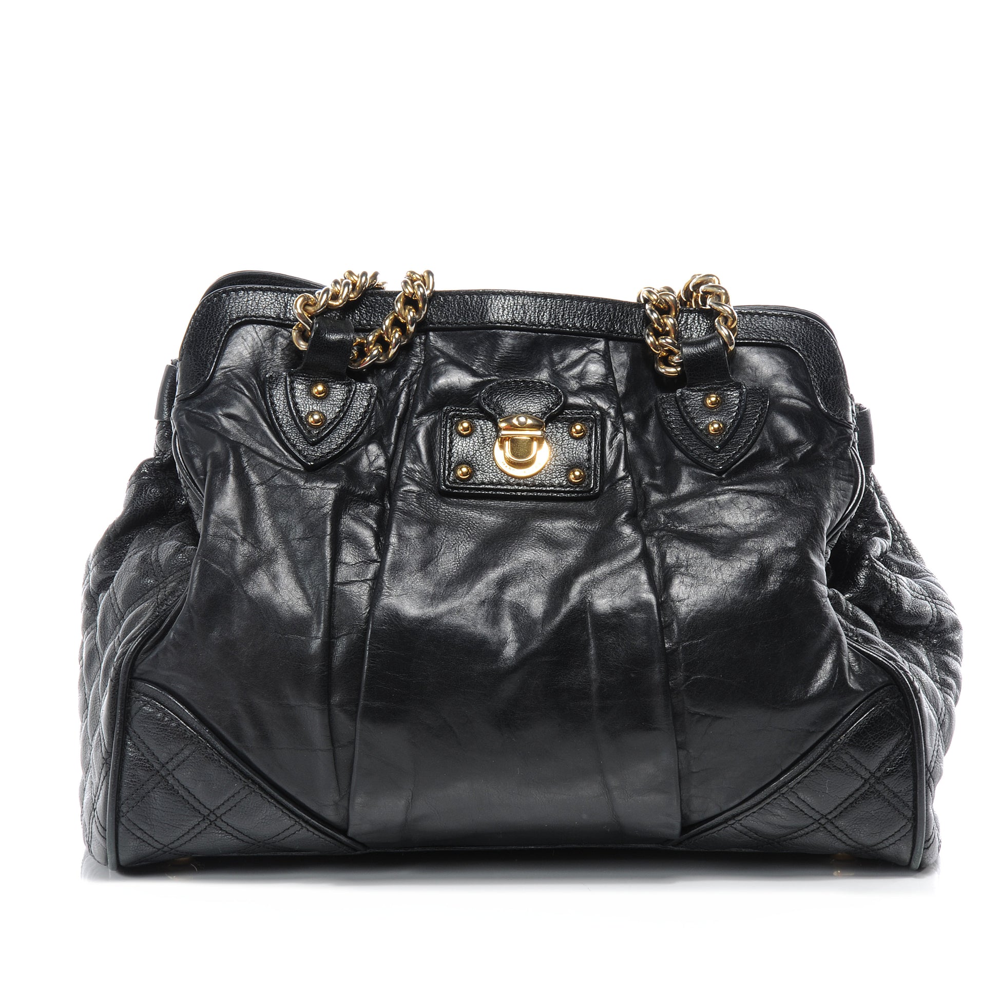 Marc Jacobs Leather Mix Quilted East West Virna Black 1 of 7