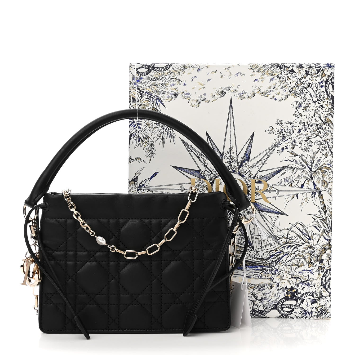 Christian Dior Lambskin Cannage Mini Top Handle Drawstring Bag Black 12 of 12