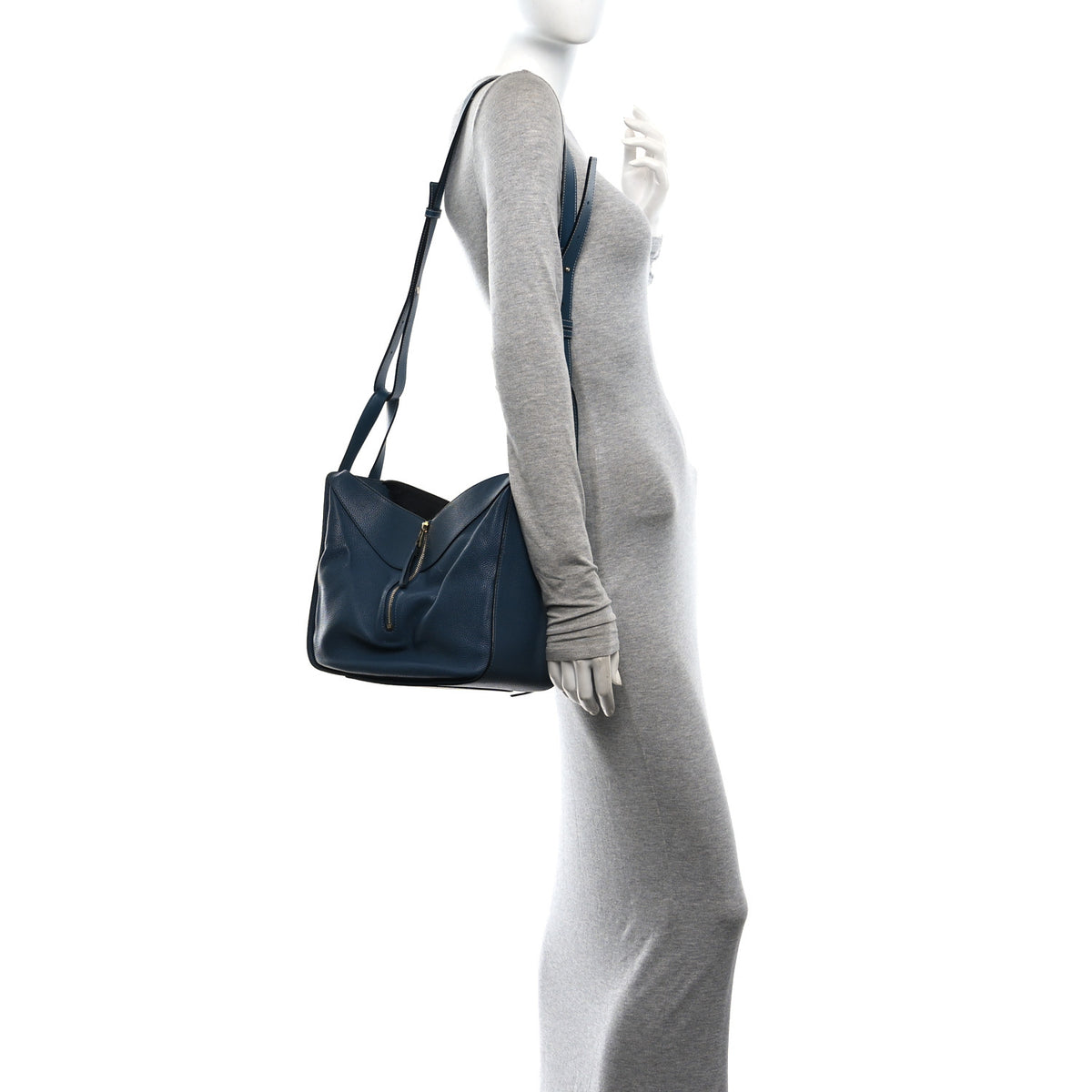 Grained Calfskin Small Hammock Shoulder Bag Marine