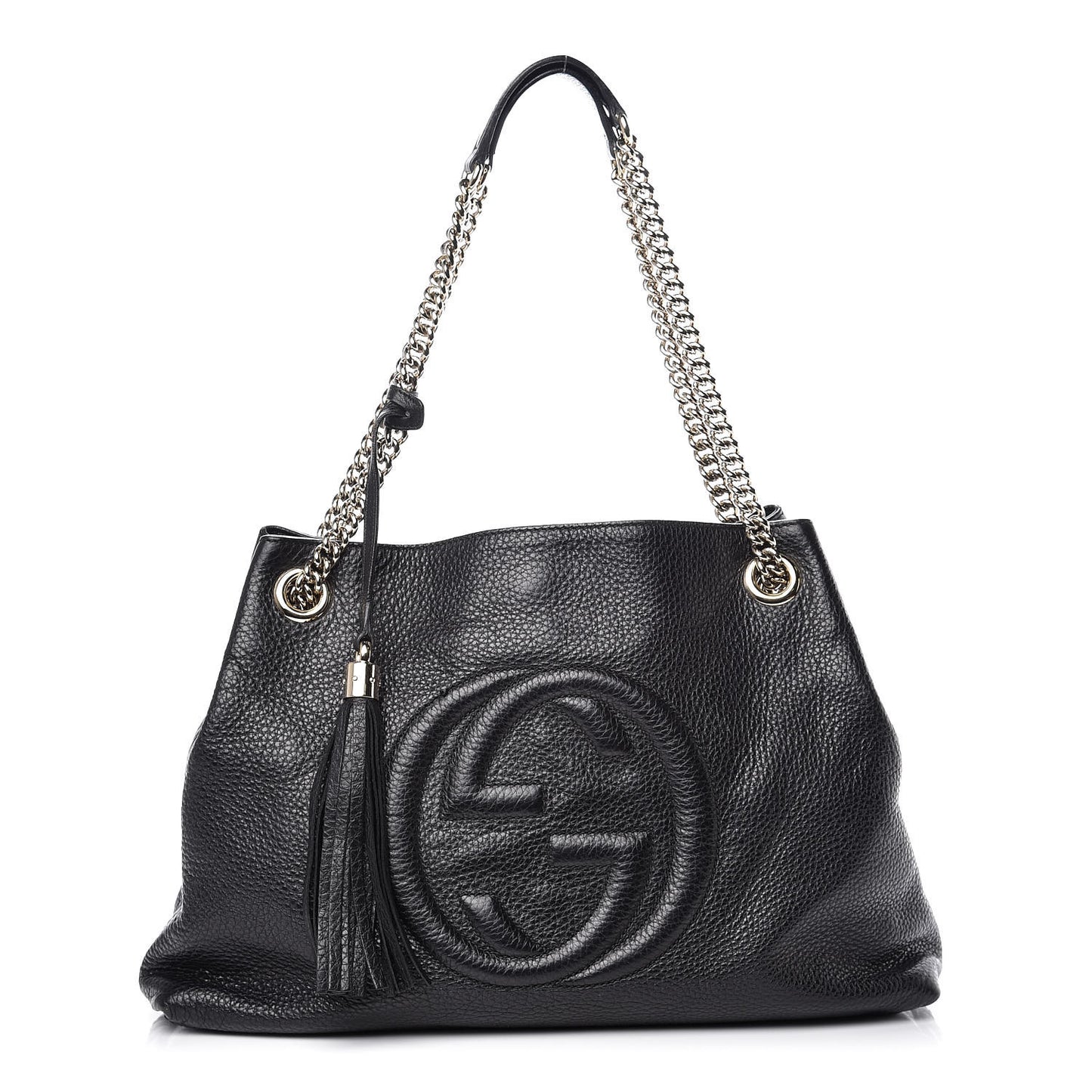Pebbled Calfskin Medium Soho Chain Shoulder Bag Black