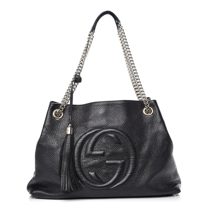 Gucci Pebbled Calfskin Medium Soho Chain Shoulder Bag Black 1 of 15