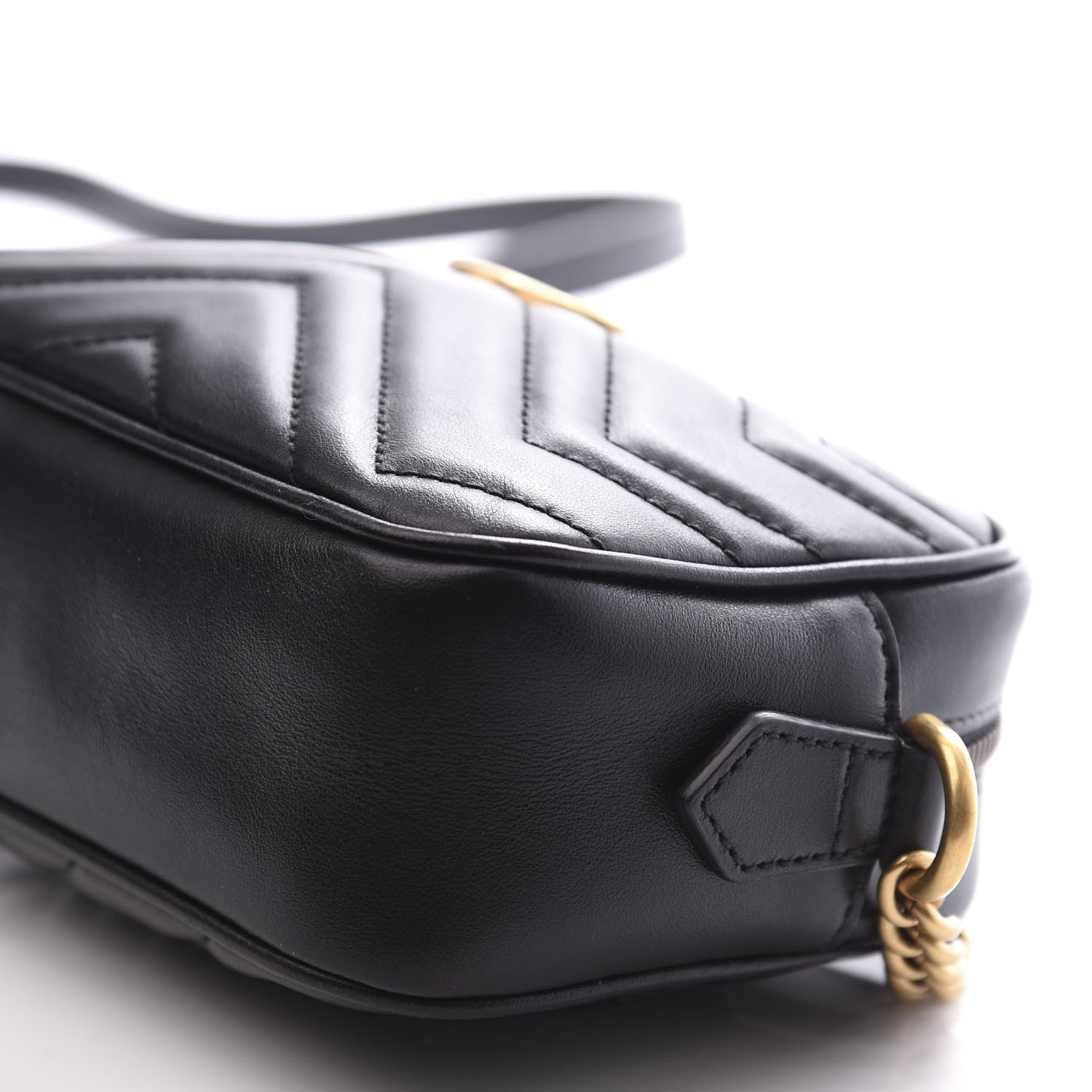 Gucci Calfskin Matelasse Mini GG Marmont Chain Shoulder Bag Black 9 of 10