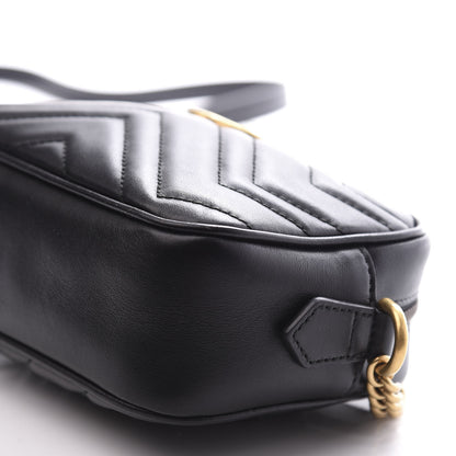 Gucci Calfskin Matelasse Mini GG Marmont Chain Shoulder Bag Black 9 of 10