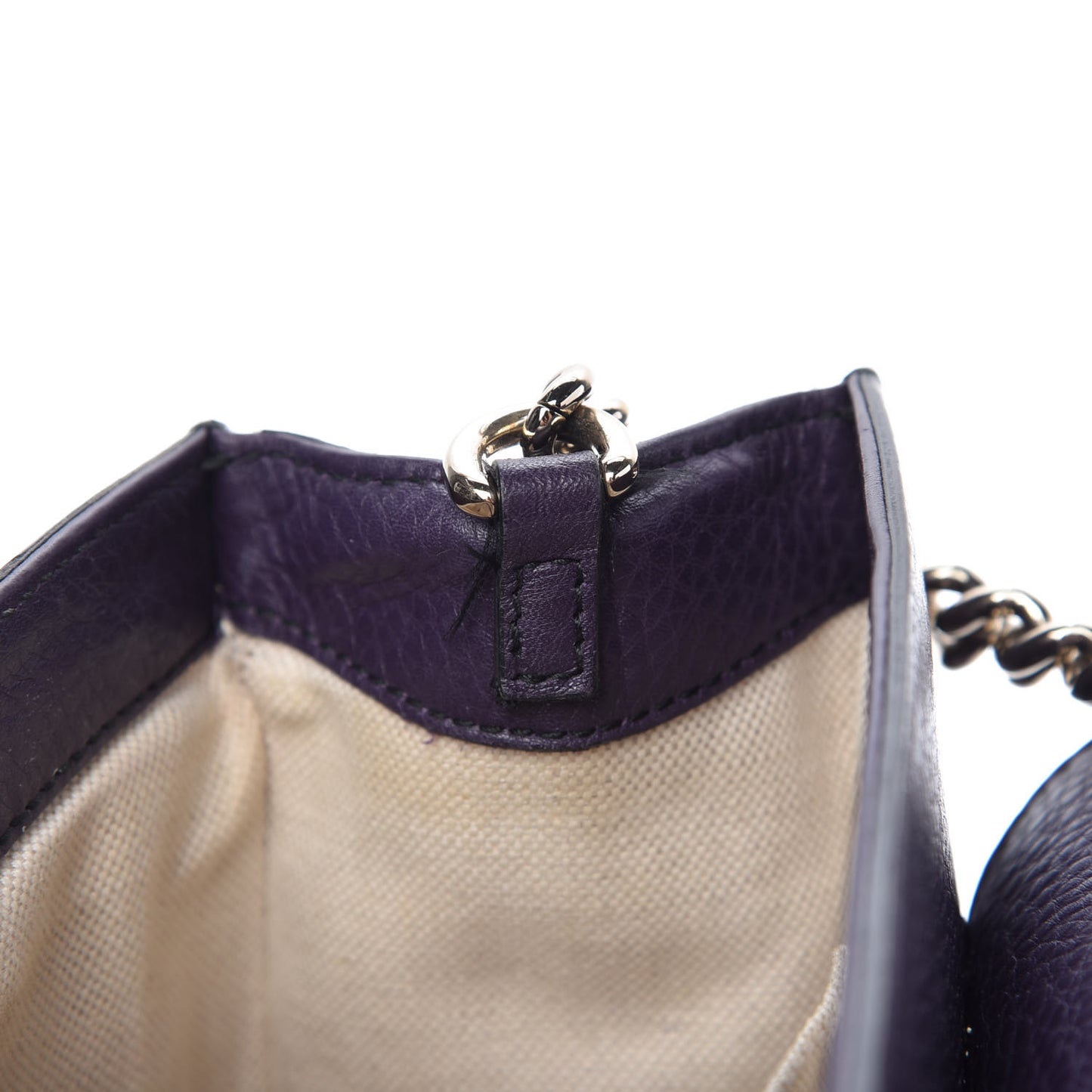 Pebbled Calfskin Medium Emily Chain Shoulder Bag Purple