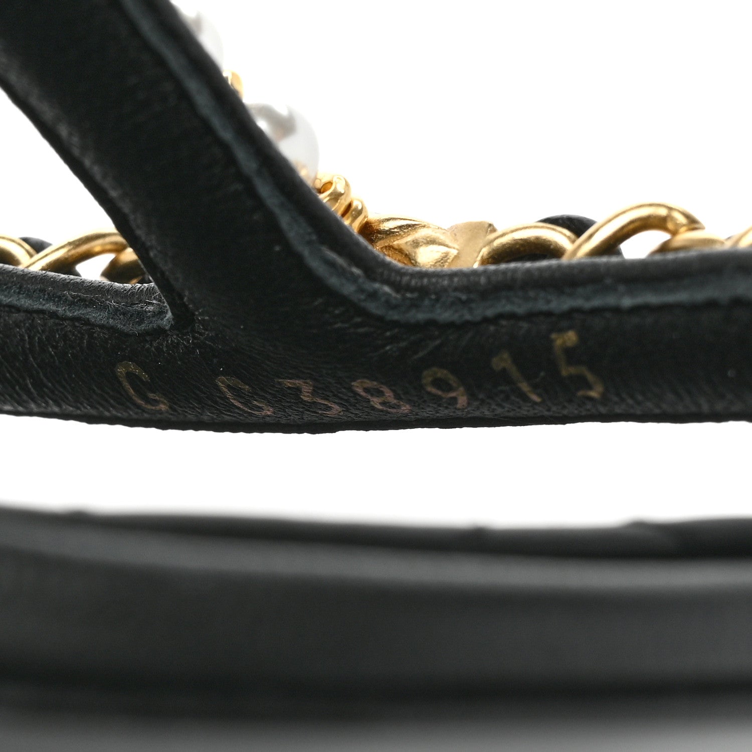 Chanel Lambskin Pearl Chain CC Thong Sandals 37 Black 8 of 8