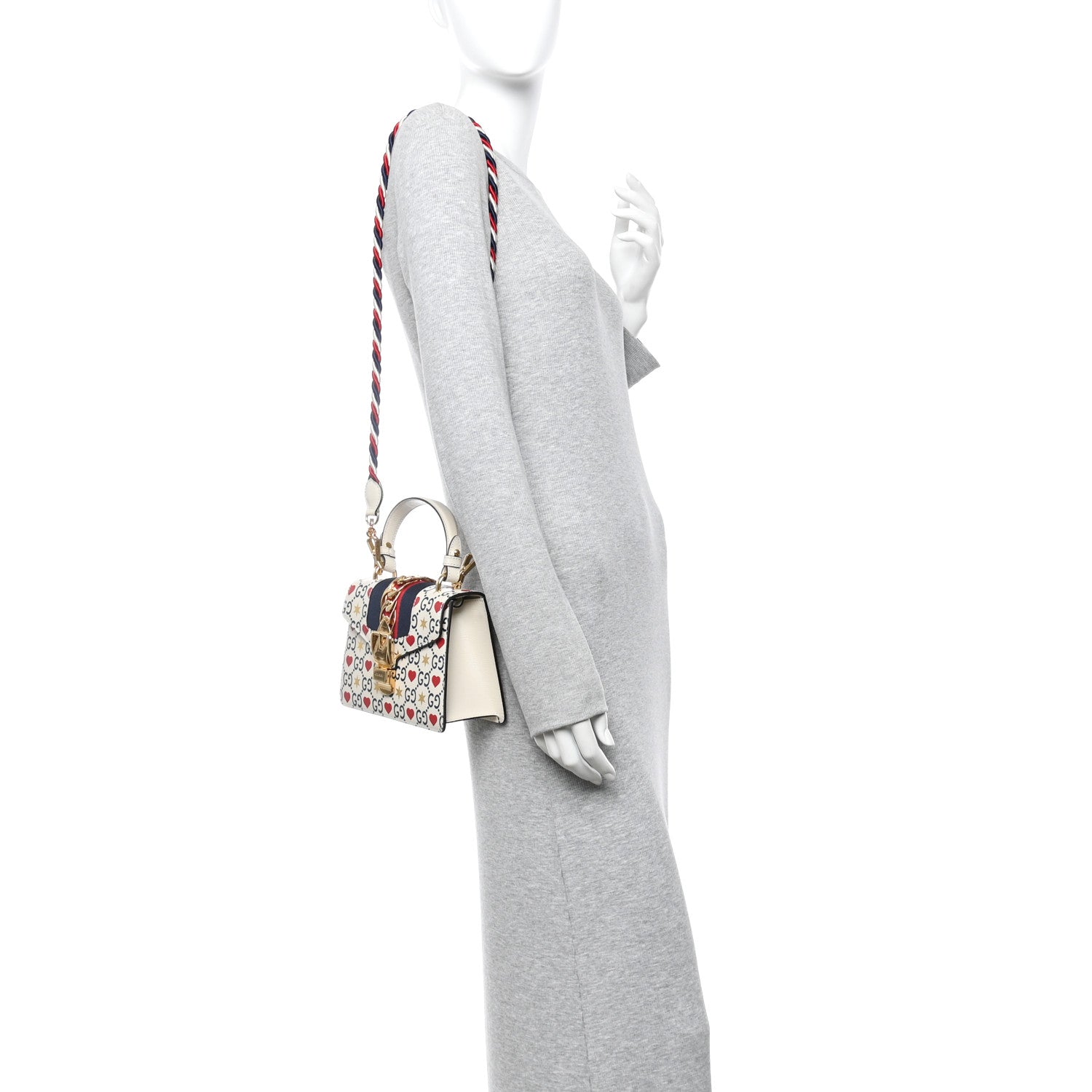 Gucci Calfskin Valentine's Day Exclusive Mini Sylvie Top Handle Bag Ivory 2 of 10