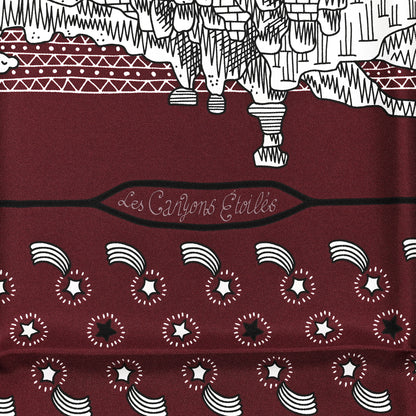 Hermes Silk Les Canyons Etoiles Bandana Scarf 55 Bordeaux White Black 5 of 5