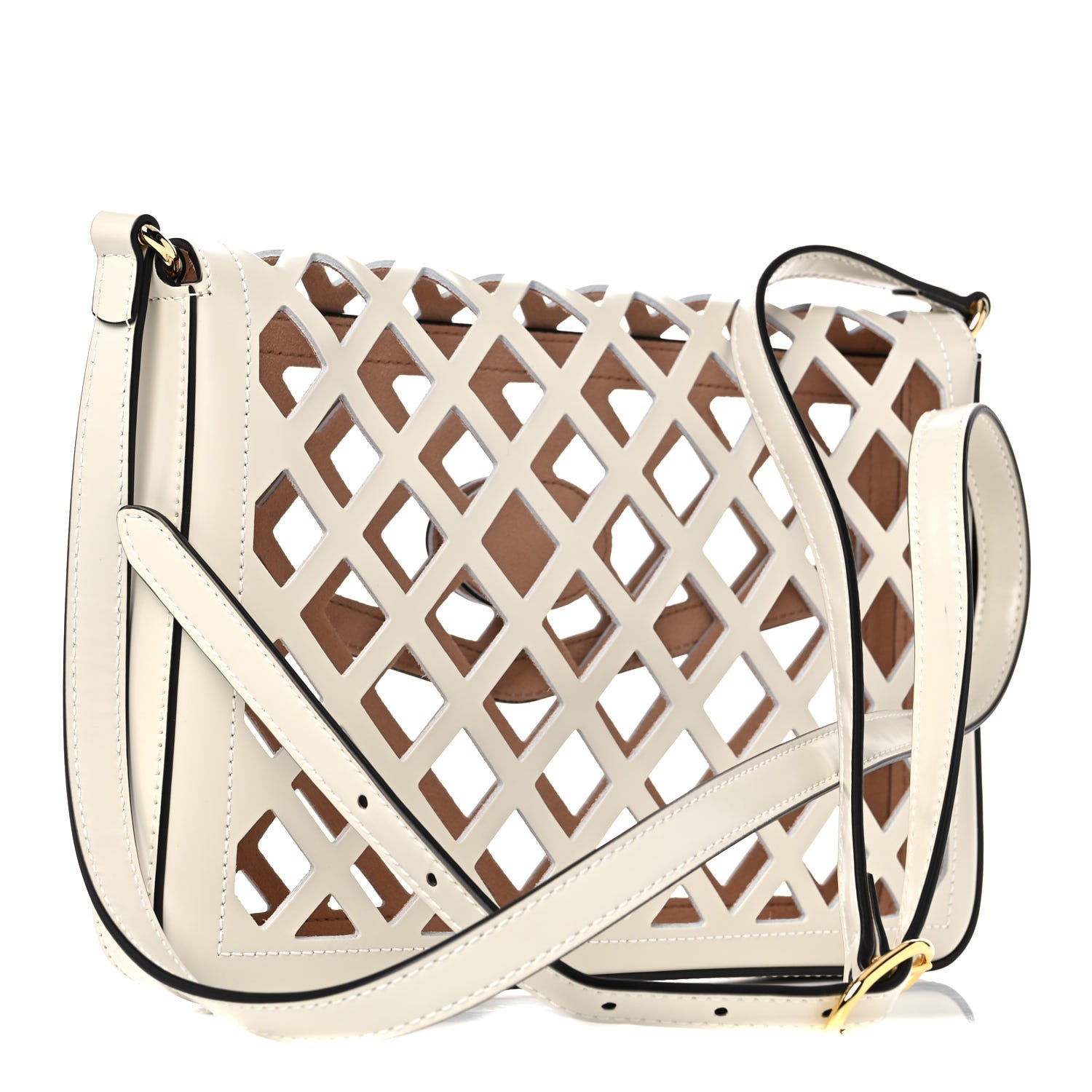 Gucci Canvas Flora Floral Calfskin Medium Cutout Shoulder Bag White Multicolor 4 of 12
