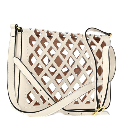 Gucci Canvas Flora Floral Calfskin Medium Cutout Shoulder Bag White Multicolor 4 of 12