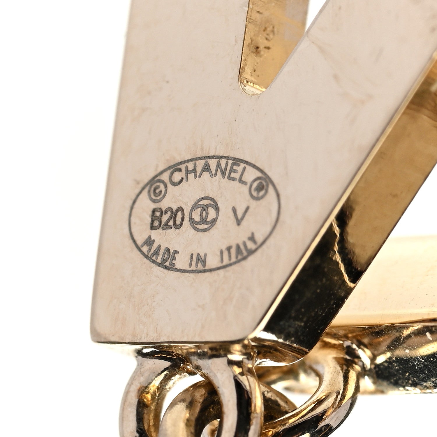 Chanel Metal Cha-Nel Logo Drop Earrings Gold 4 of 5