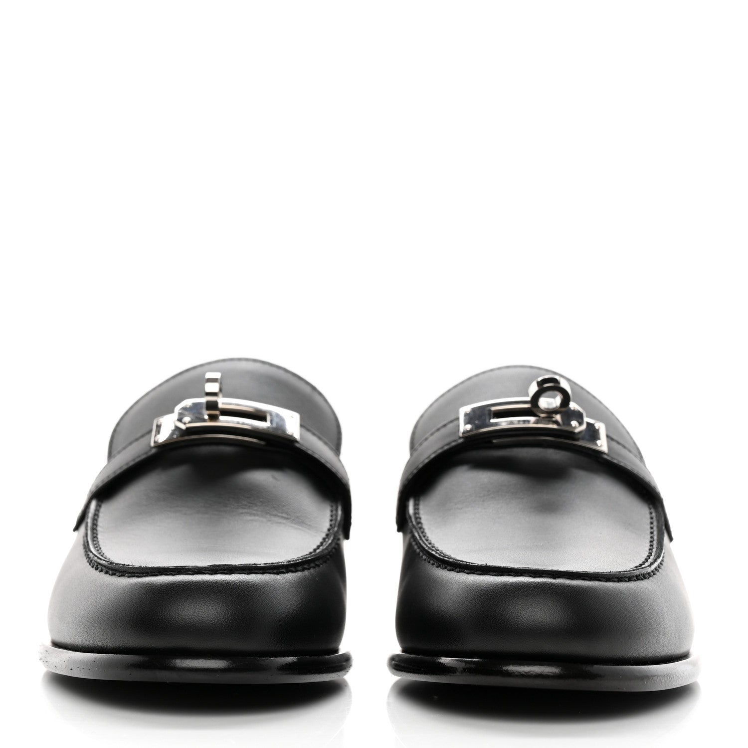 Hermes Calfskin Womens Destin Loafers 37 Black 2 of 12