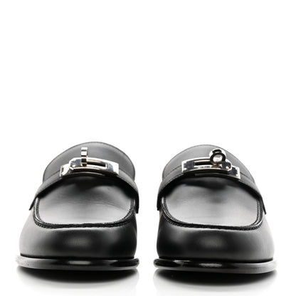 Hermes Calfskin Womens Destin Loafers 37 Black 2 of 12