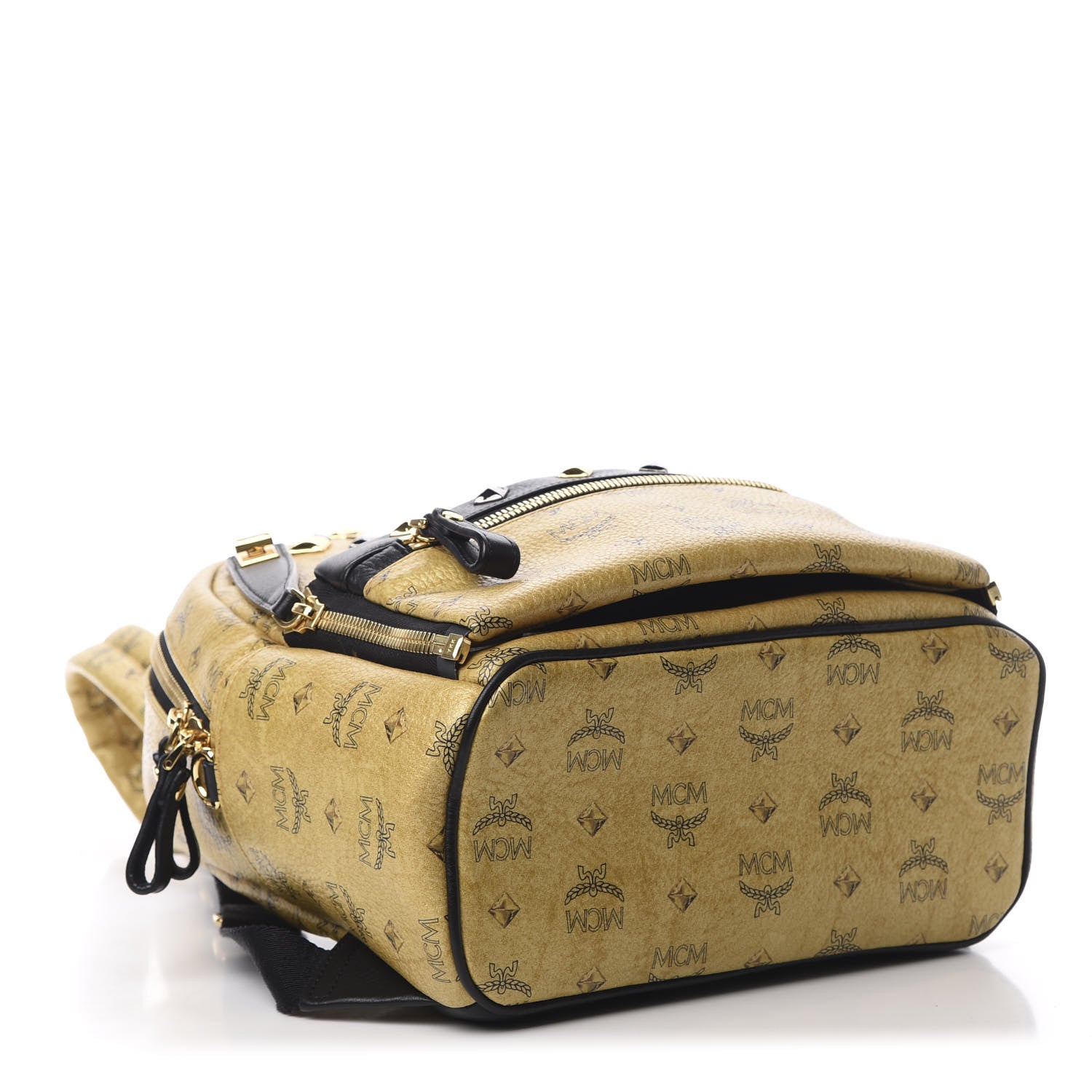 MCM Metallic Visetos Studded Small Dual Stark Backpack Gold 3 of 11