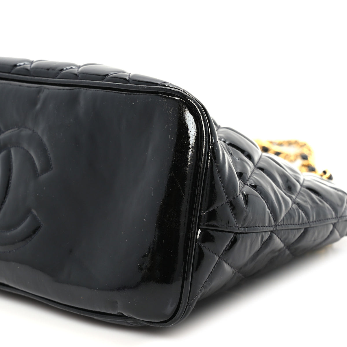 Patent Quilted CC Shoulder Bag Black