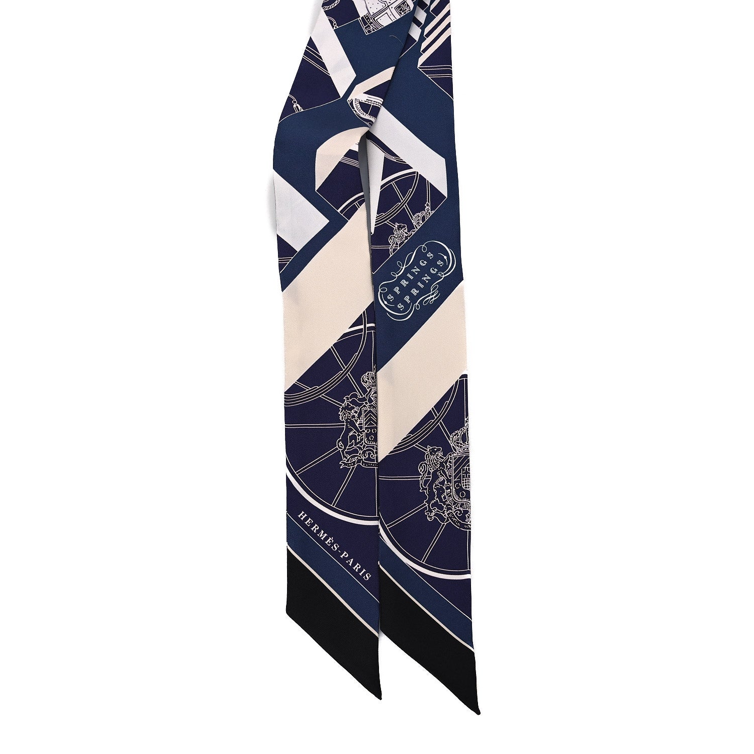 Hermes Silk Springs Springs Twilly Marine Creme Petrole 2 of 5