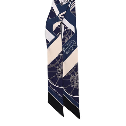 Hermes Silk Springs Springs Twilly Marine Creme Petrole 2 of 5