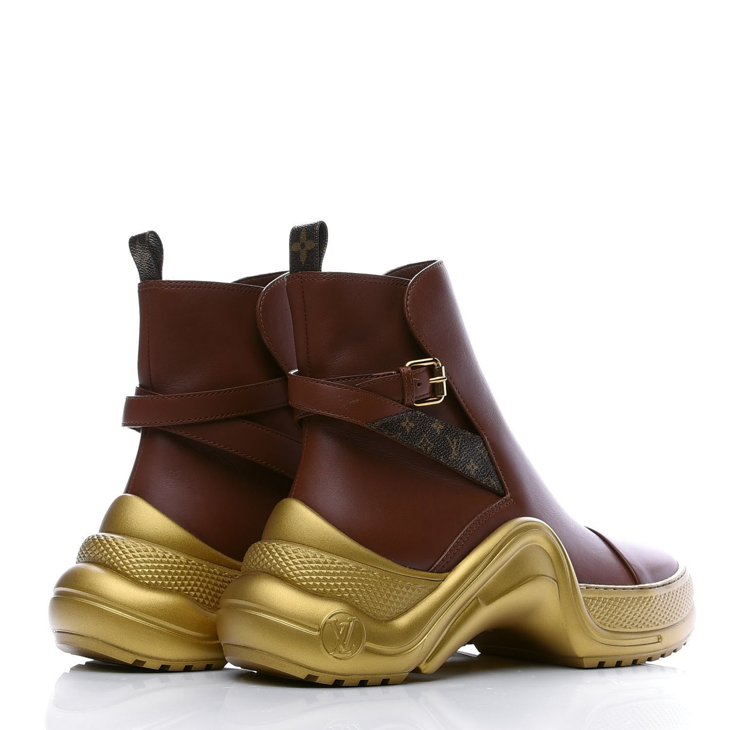 Louis Vuitton Calfskin Monogram LV Archlight Flat Ankle Boots 39 Cognac Brown 3 of 7