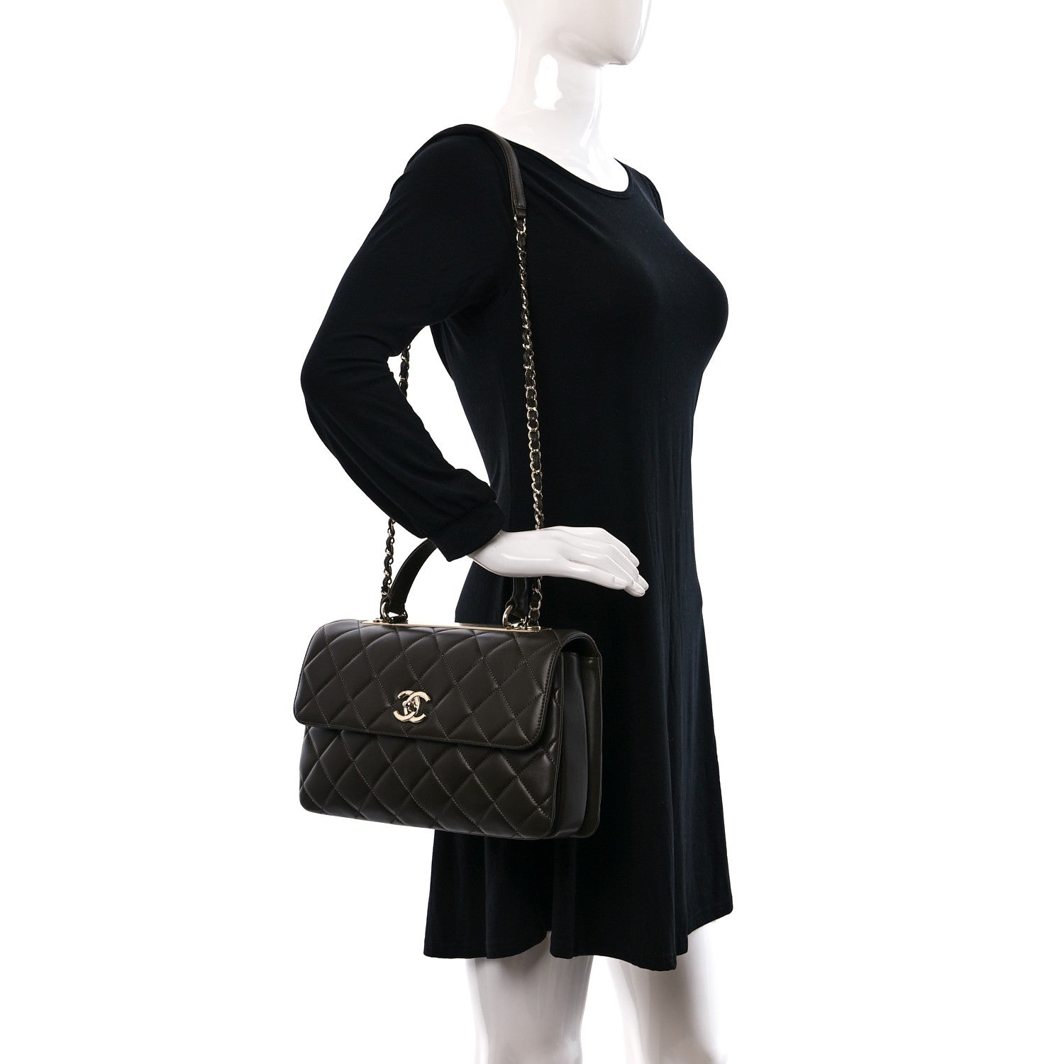 Chanel Lambskin Quilted Medium Trendy CC Flap Dual Handle Bag Dark Khaki 2 of 9
