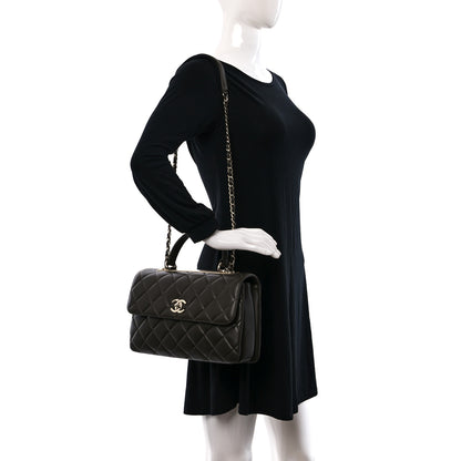 Chanel Lambskin Quilted Medium Trendy CC Flap Dual Handle Bag Dark Khaki 2 of 9