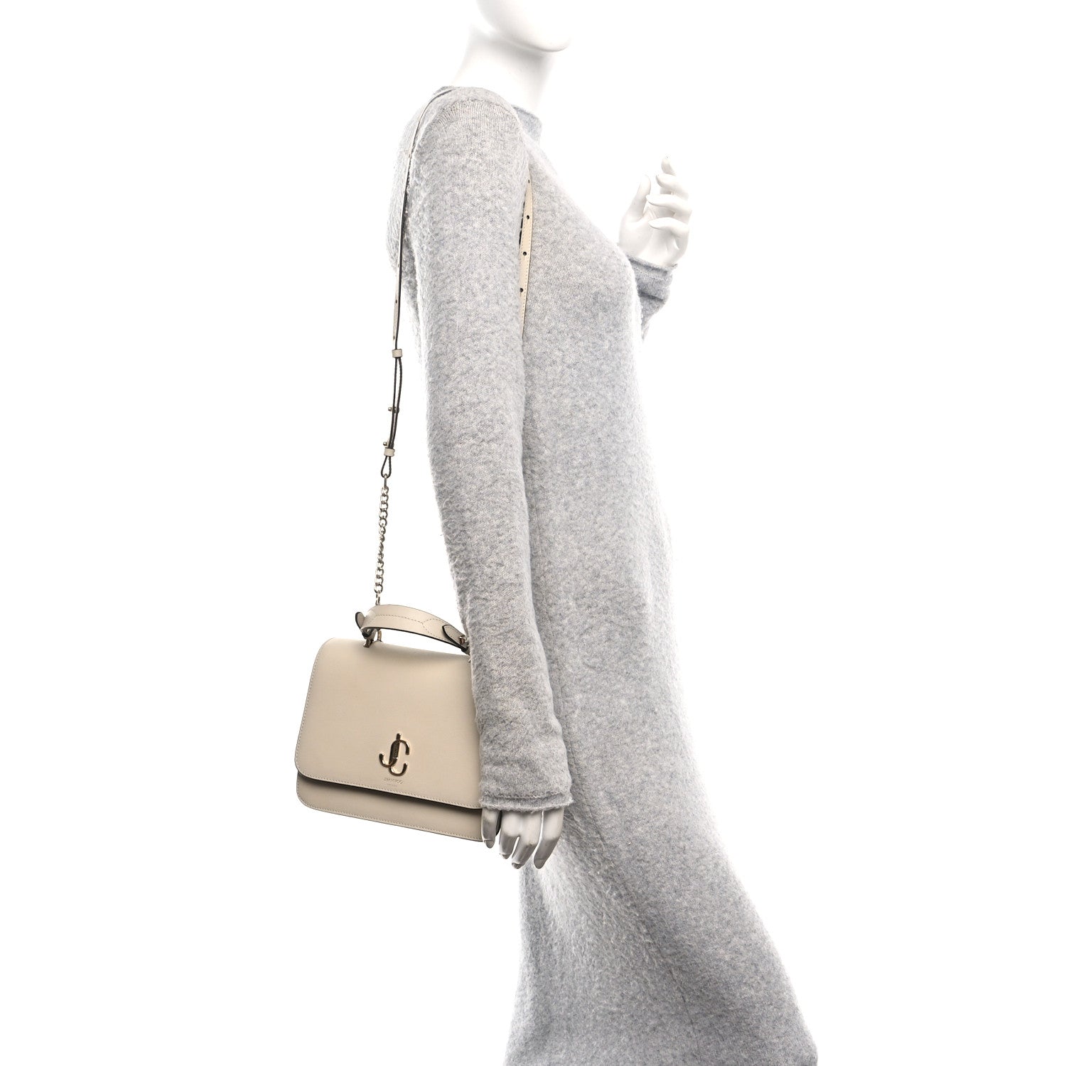 Jimmy Choo Grainy Calfskin JC Top Handle Beige 2 of 9